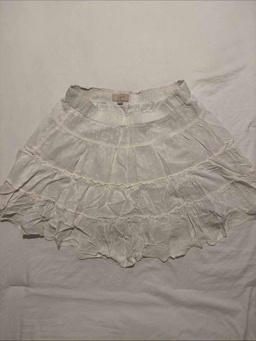 LOFT White Tiered Eyelet Skirt